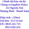 Chính chủ bán căn hộ Chung cư Sapphire Palace, (số 4 Chính Kinh), 212 Nguyễn Trãi, phường Thượng Đình, Quận Thanh Xuân ,Hà Nội