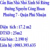 Cần Bán Nhà Nhỏ Xinh Sổ Riêng Quận  Phú Nhuận Tp Hồ Chí Minh