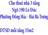 Cho thuê nhà 3 tầng Ngõ 190 Lò Đúc, Phường Đống Mác, Quận Hai Bà Trưng, Hà Nội