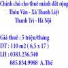 Chính chủ cho thuê mảnh đất rộng 110m2 tại Thôn Văn, Xã Thanh Liệt, Thanh Trì,Hà Nội